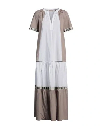 Purotatto Woman Maxi Dress Light Brown Size 12 Cotton, Polyamide, Elastane In Beige