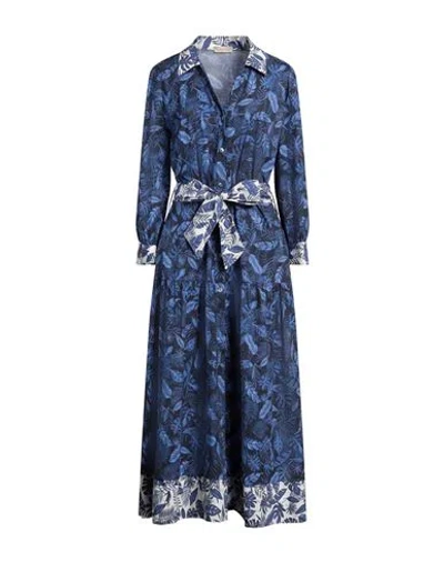 Purotatto Woman Maxi Dress Midnight Blue Size 14 Cotton, Elastane