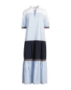 Purotatto Woman Maxi Dress Sky Blue Size 6 Cotton, Polyamide, Elastane In Blue