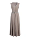 Purotatto Woman Maxi Dress Taupe Size 10 Cotton, Polyamide, Elastane In Grey