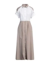Purotatto Woman Maxi Dress Taupe Size 8 Cotton, Polyamide, Elastane In Grey