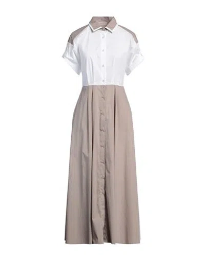 Purotatto Woman Maxi Dress Taupe Size 8 Cotton, Polyamide, Elastane In Grey