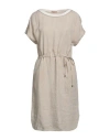 Purotatto Woman Midi Dress Beige Size 10 Linen In Beige
