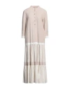 PUROTATTO PUROTATTO WOMAN MIDI DRESS BEIGE SIZE 6 LINEN, VISCOSE