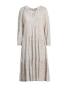 Purotatto Woman Midi Dress Beige Size 8 Linen In Beige