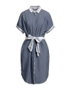 Purotatto Woman Midi Dress Blue Size 8 Viscose, Polyester, Elastane In Blue