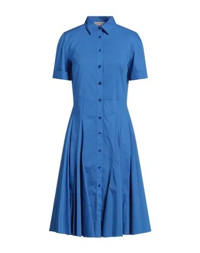 Purotatto Woman Midi Dress Bright Blue Size 4 Cotton, Polyamide, Elastane