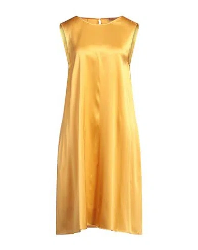Purotatto Woman Midi Dress Marigold Size 8 Silk, Elastane In Yellow
