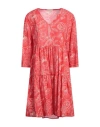 Purotatto Woman Midi Dress Red Size 10 Cotton In Red