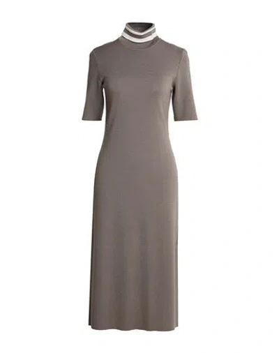 Purotatto Woman Midi Dress Taupe Size 6 Merino Wool In Gray