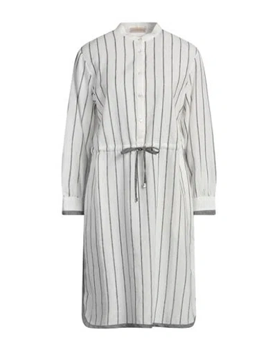 Purotatto Woman Midi Dress White Size 10 Linen, Viscose