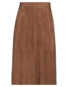 Purotatto Woman Midi Skirt Brown Size 6 Leather In Brown