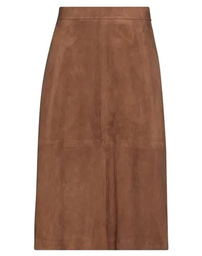 Purotatto Woman Midi Skirt Brown Size 6 Leather