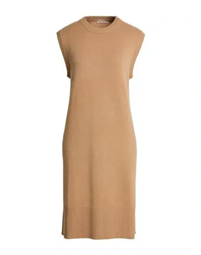 Purotatto Woman Mini Dress Camel Size 8 Wool, Cashmere In Pattern
