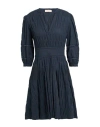 Purotatto Woman Mini Dress Navy Size 4 Cotton, Elastane In Navy