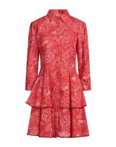 Purotatto Woman Mini Dress Red Size 8 Cotton