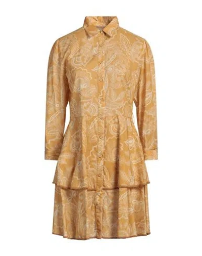 Purotatto Woman Mini Dress Yellow Size 8 Cotton