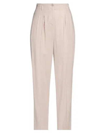 Purotatto Woman Pants Beige Size 8 Linen, Viscose