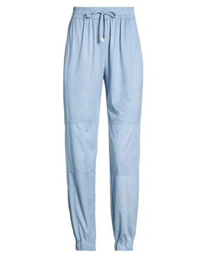 Purotatto Woman Pants Light Blue Size 2 Polyester In Animal Print