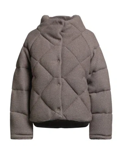 Purotatto Woman Puffer Khaki Size 10 Wool, Cashmere In Sand