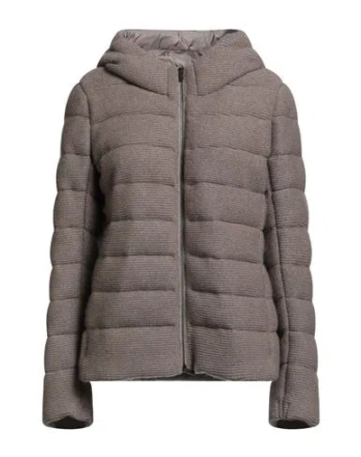 Purotatto Woman Puffer Khaki Size 10 Wool, Cashmere In Sand