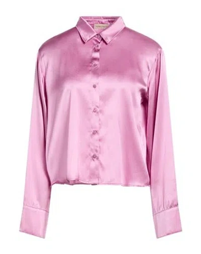 Purotatto Woman Shirt Antique Rose Size 6 Silk, Elastane In Pink