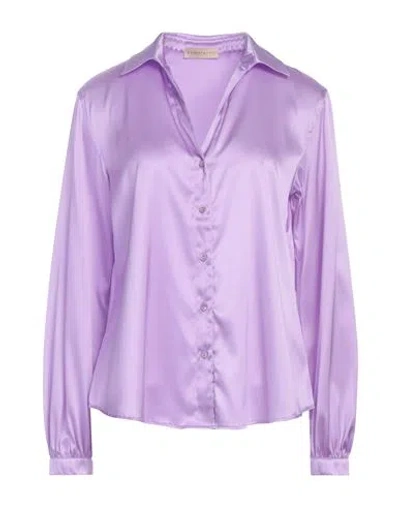 Purotatto Woman Shirt Mauve Size 6 Silk, Elastane In Purple