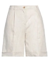 Purotatto Woman Shorts & Bermuda Shorts Beige Size 6 Linen In White