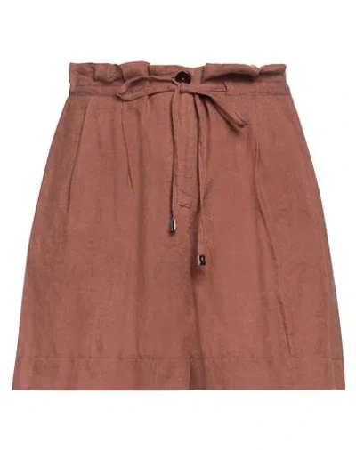 Purotatto Woman Shorts & Bermuda Shorts Brown Size 6 Linen