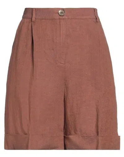 Purotatto Woman Shorts & Bermuda Shorts Brown Size 6 Linen In Brown