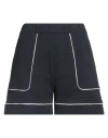 Purotatto Woman Shorts & Bermuda Shorts Midnight Blue Size 6 Cotton