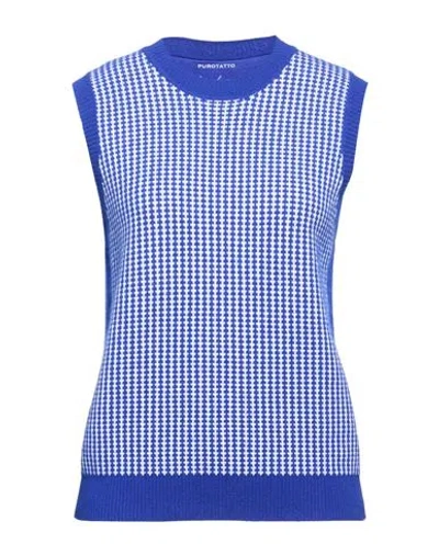 Purotatto Woman Sweater Blue Size 6 Cashmere, Cotton