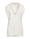 Purotatto Woman Sweater Cream Size S Cotton, Polyamide In White