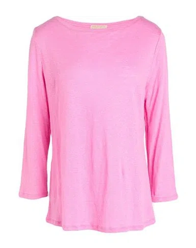Purotatto Woman Sweater Fuchsia Size 10 Linen In Pink