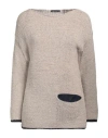 Purotatto Woman Sweater Light Brown Size L Cotton, Polyamide In Beige