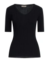 Purotatto Woman Sweater Navy Blue Size 8 Cotton In Navy Blue