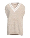Purotatto Woman Sweater Sand Size 14 Cotton, Polyamide In Beige