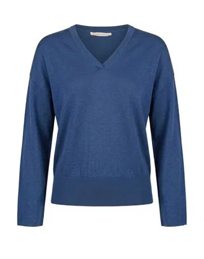 Purotatto Woman Sweater Slate Blue Size 6 Silk, Cashmere