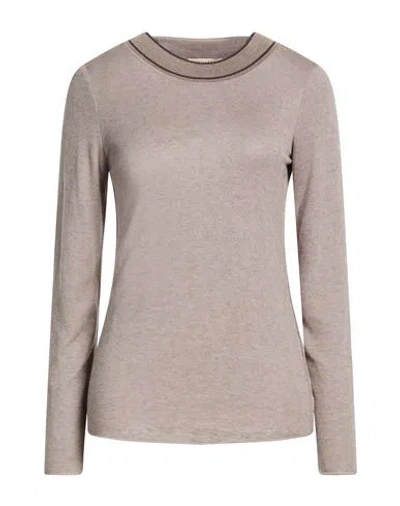 Purotatto Woman Sweater Taupe Size 6 Viscose, Modal, Wool, Merino Wool In Gray