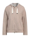 Purotatto Woman Sweatshirt Beige Size 6 Cotton, Elastane In Beige