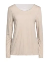 Purotatto Woman T-shirt Beige Size M Modal, Milk Protein Fiber In Beige