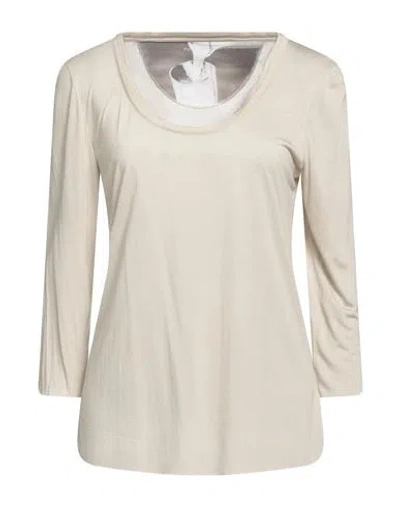 Purotatto Woman T-shirt Beige Size L Modal, Milk Protein Fiber