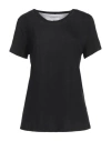 Purotatto Woman T-shirt Black Size 10 Modal, Milk Protein Fiber In Black