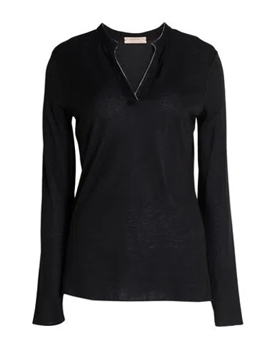 Purotatto Woman T-shirt Black Size 12 Modal, Cashmere