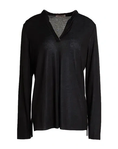 Purotatto Woman T-shirt Black Size 8 Modal, Cashmere