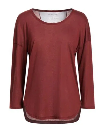 Purotatto Woman T-shirt Brick Size 8 Modal, Milk Protein Fiber In Red