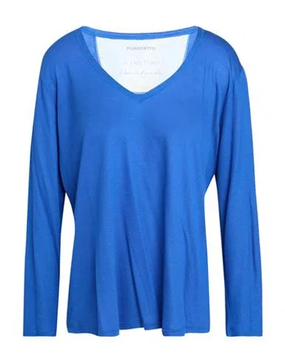 Purotatto Woman T-shirt Bright Blue Size 10 Modal, Natural Fibers
