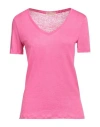 Purotatto Woman T-shirt Fuchsia Size 4 Linen In Pink