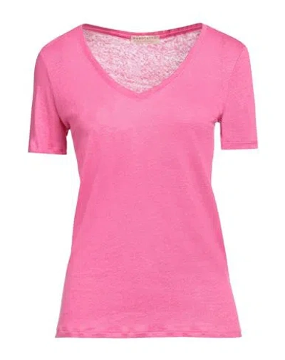 Purotatto Woman T-shirt Fuchsia Size 4 Linen In Pink