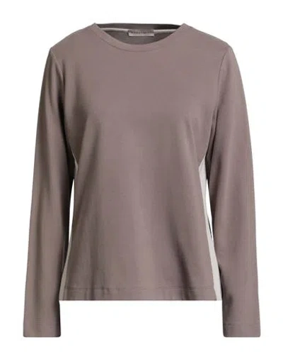Purotatto Woman T-shirt Grey Size 8 Cotton In Brown